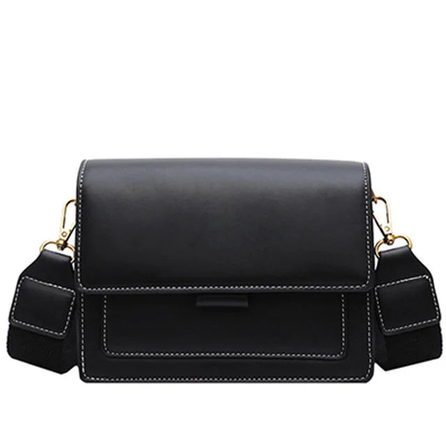 Contrast Color Leather Shoulder Bag