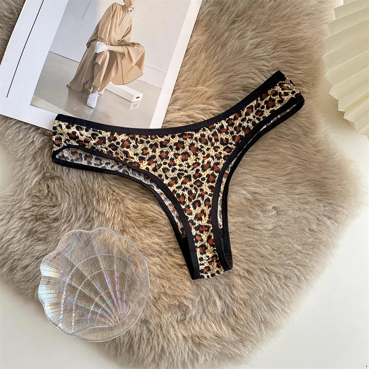 Leopard-Print Thong Sexy Panties