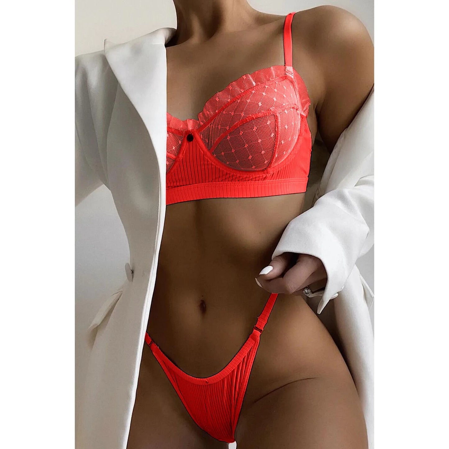 Embroidery Transparent Bra Brief Sets