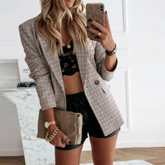 Fashion Lattice Long Sleeve Blazer