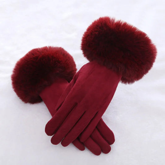 Women's Fashion Warm Suede Gloves