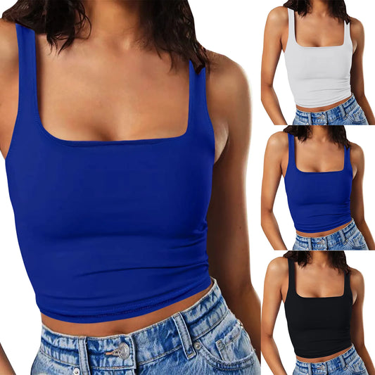 Strappy Double-Layer Sleeveless O-Neck Tank