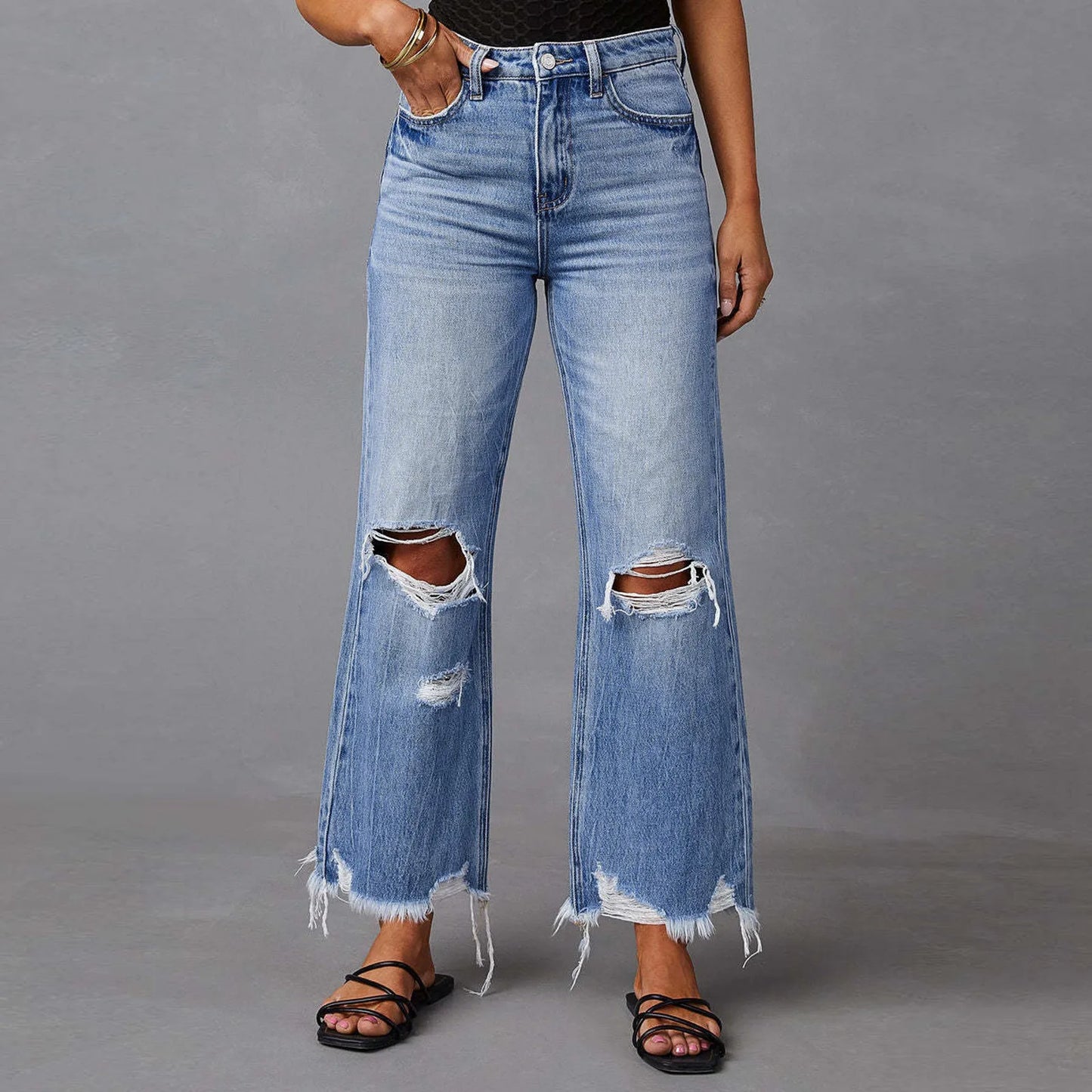 Hole Blue Jeans For Trousers