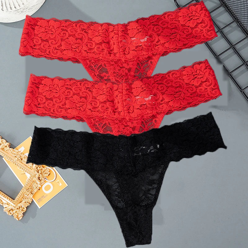 3Pcs Lace Floral Panties