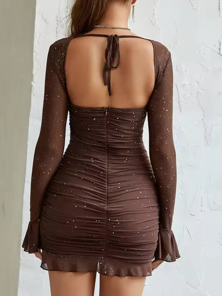 Sequin Long Sleeve Mini Dress