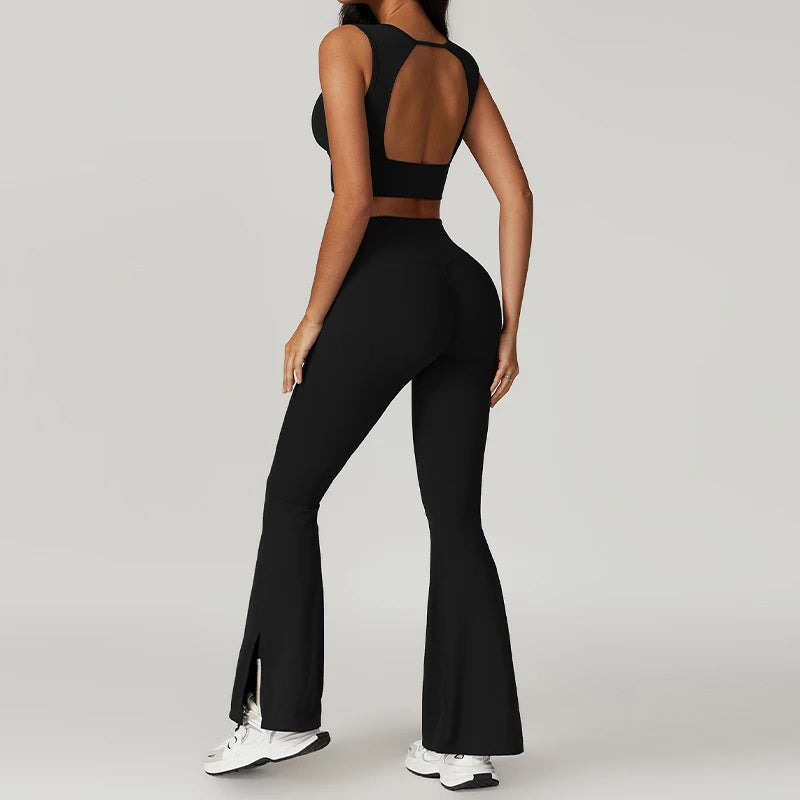 High Waist Flared Pants Tank Top