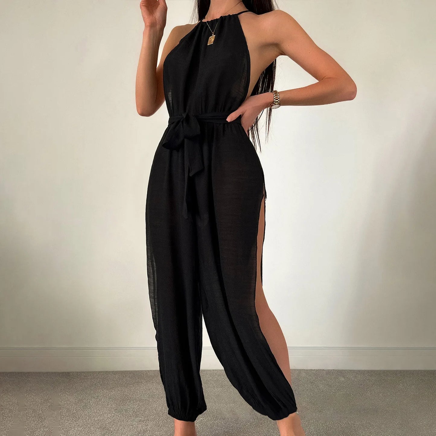 Sleeveless Halter Sexy Jumpsuit