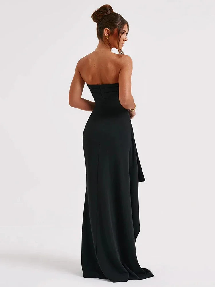 Strapless Backless High Split Dress