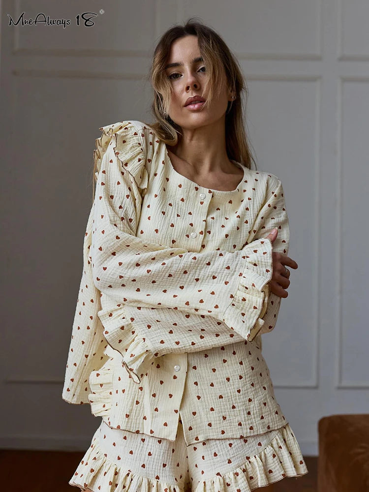 Mnealways18 Heart Printing Casual Shorts