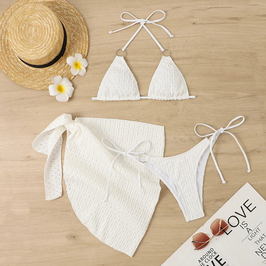 Summer Elegant White Triangle Bikini