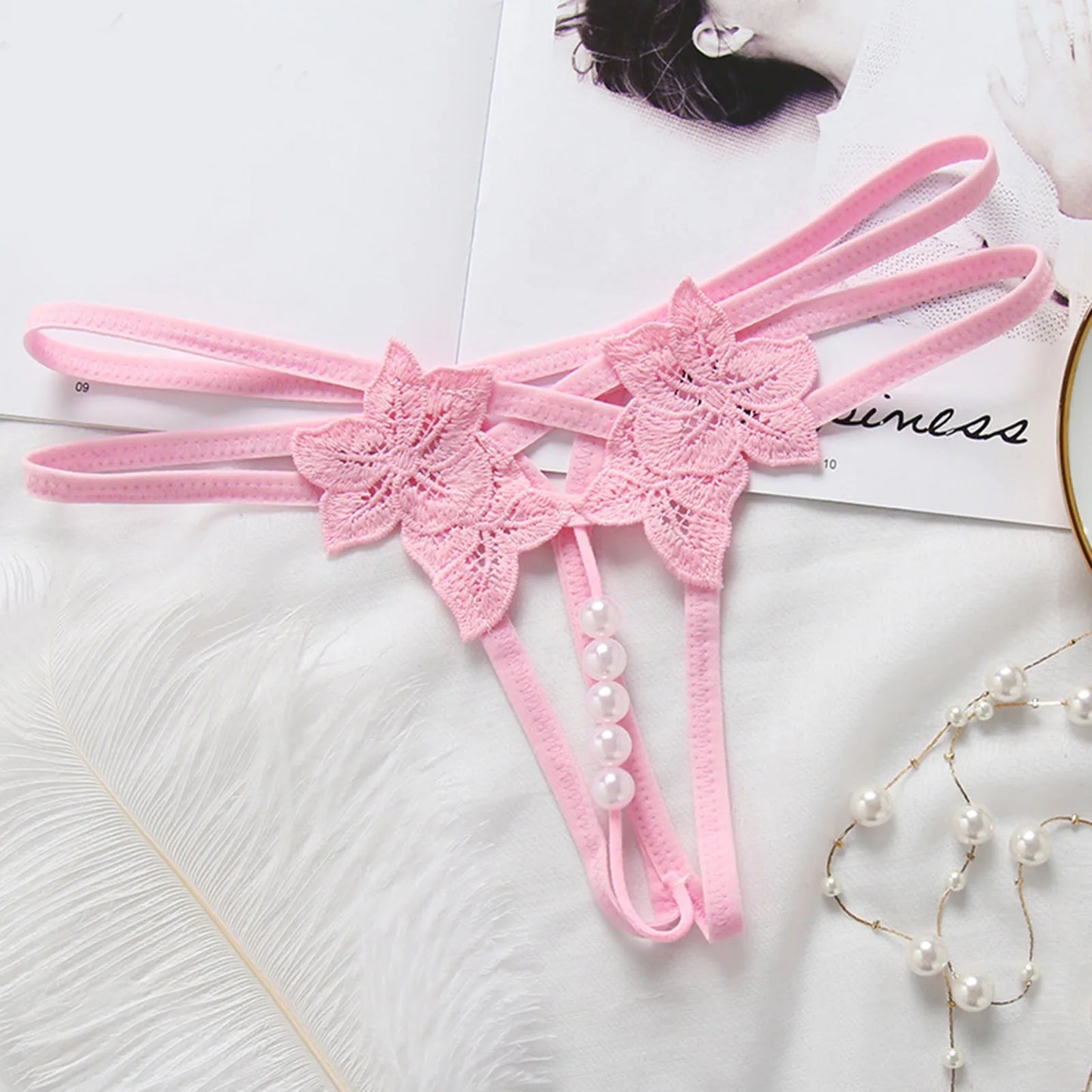 Floral Pearl Lace G-String