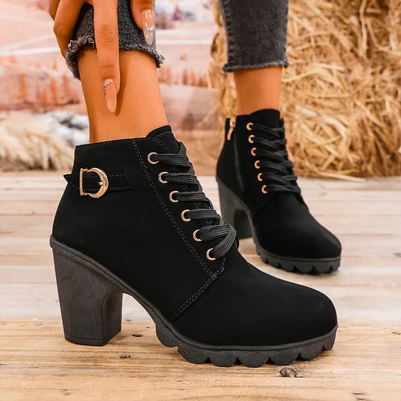 Catkamadev Winter Ankle Boots Heels