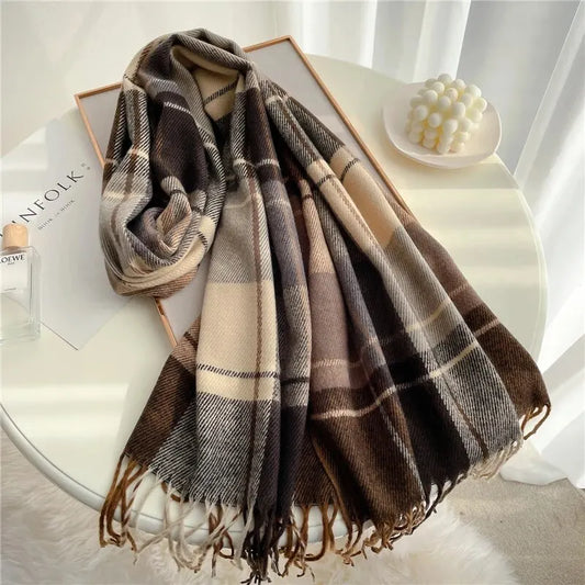 Luxury Plaid Print Warm Scarf