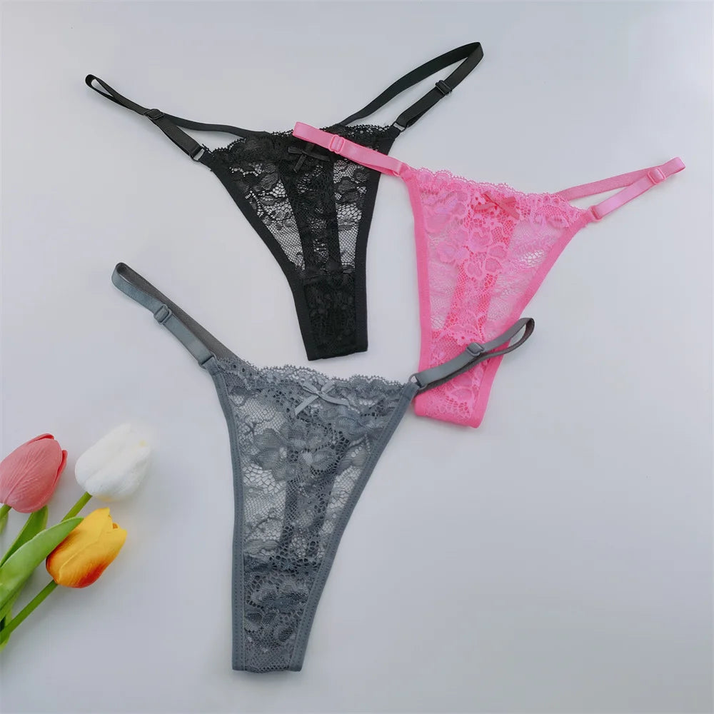 3Pcs Lace Thongs Lace