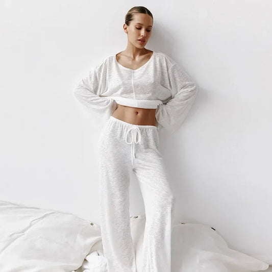 Sexy White Fashionable Pajama Set