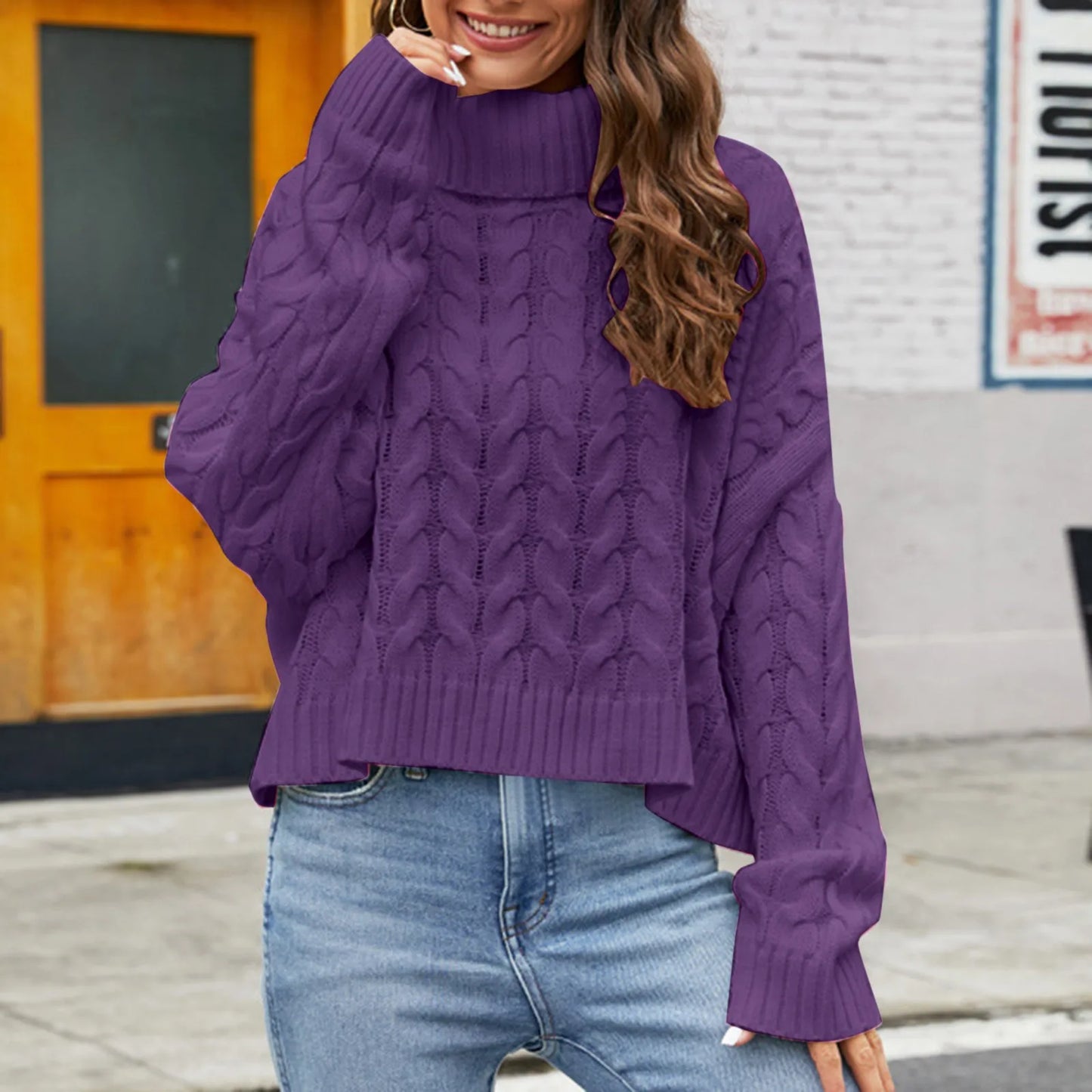 Autumn Winter Turtleneck Cropped Sweater