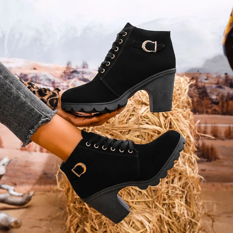 Catkamadev Winter Ankle Boots Heels