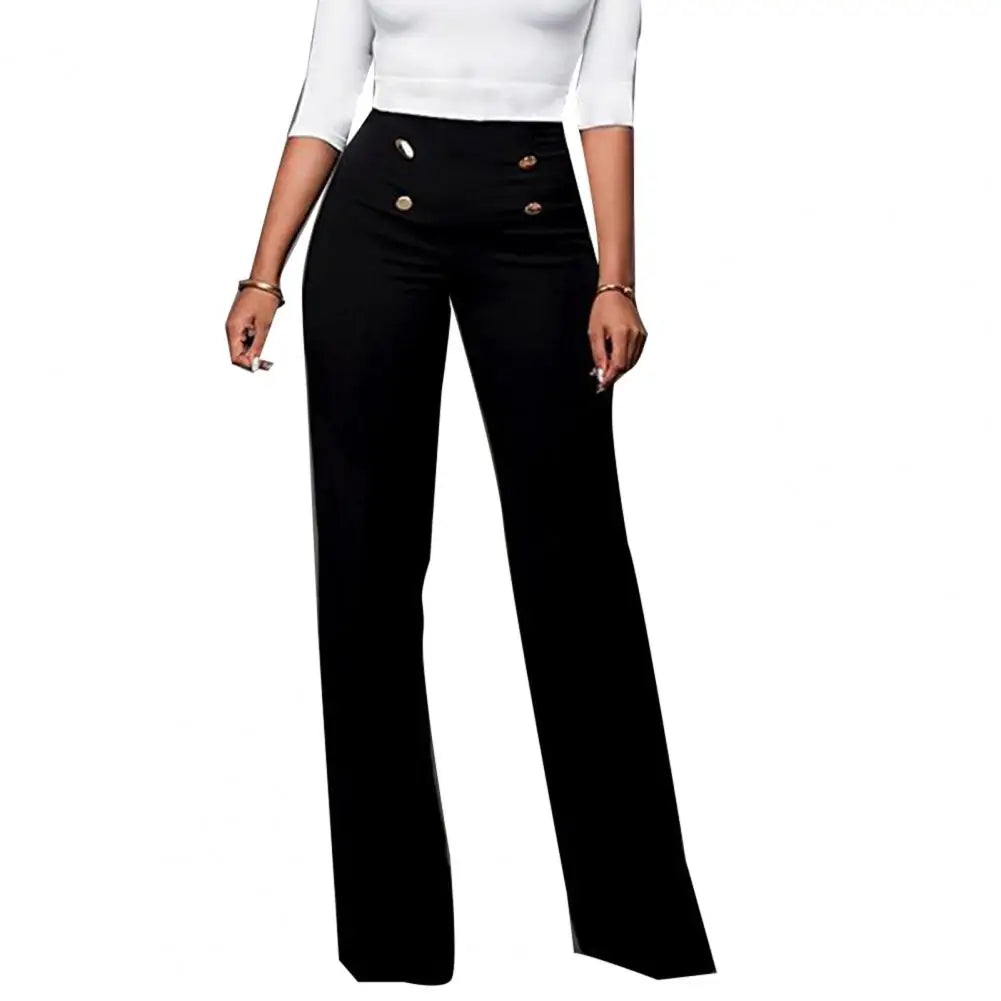 Loose Slim-Fit Solid Color Trousers