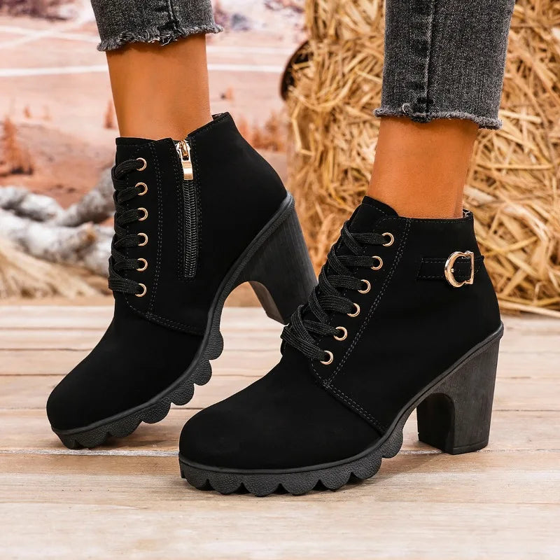 Catkamadev Winter Ankle Boots Heels