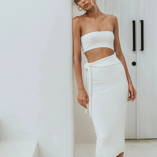 Women's Sexy Strapless Two Piece Dress