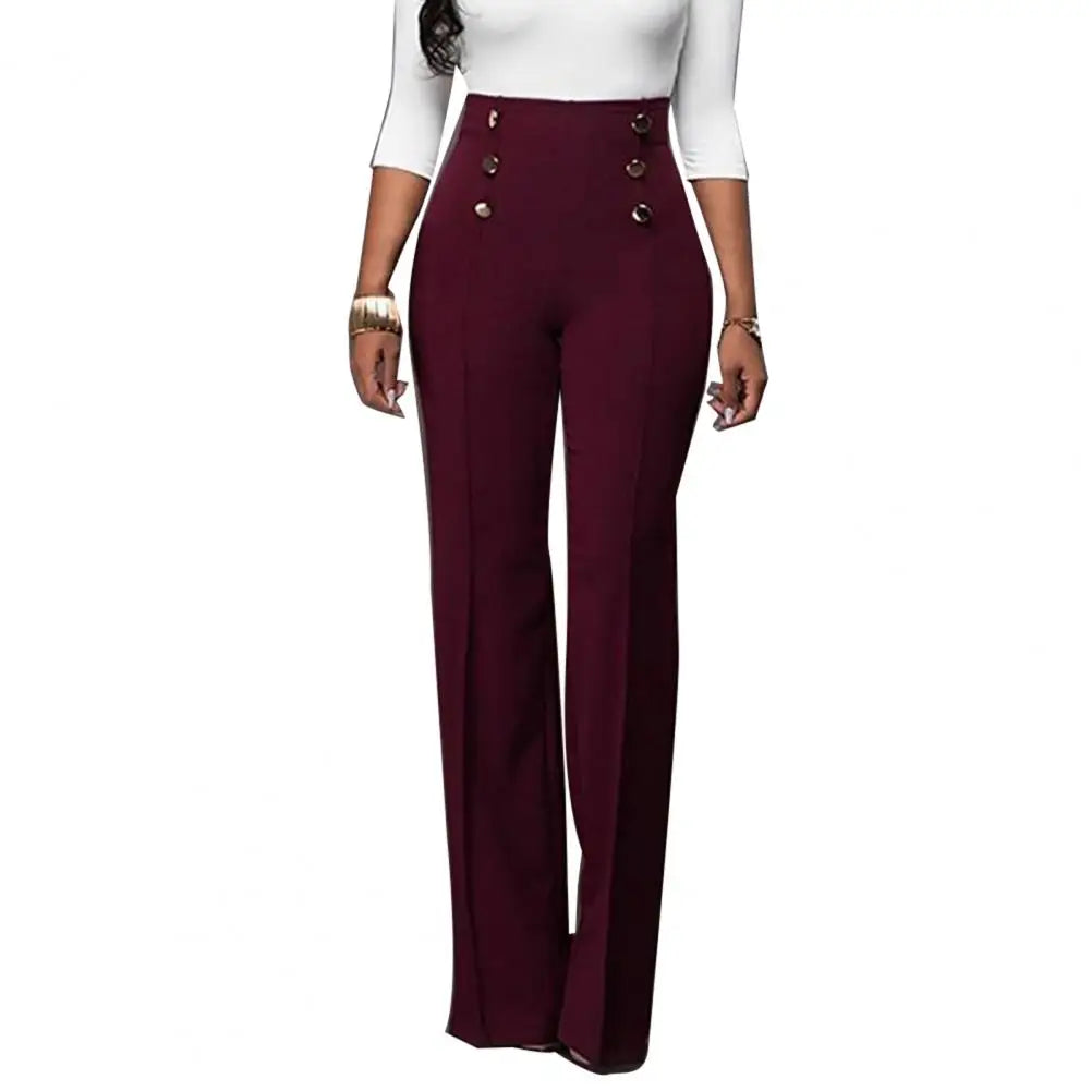 Loose Slim-Fit Solid Color Trousers