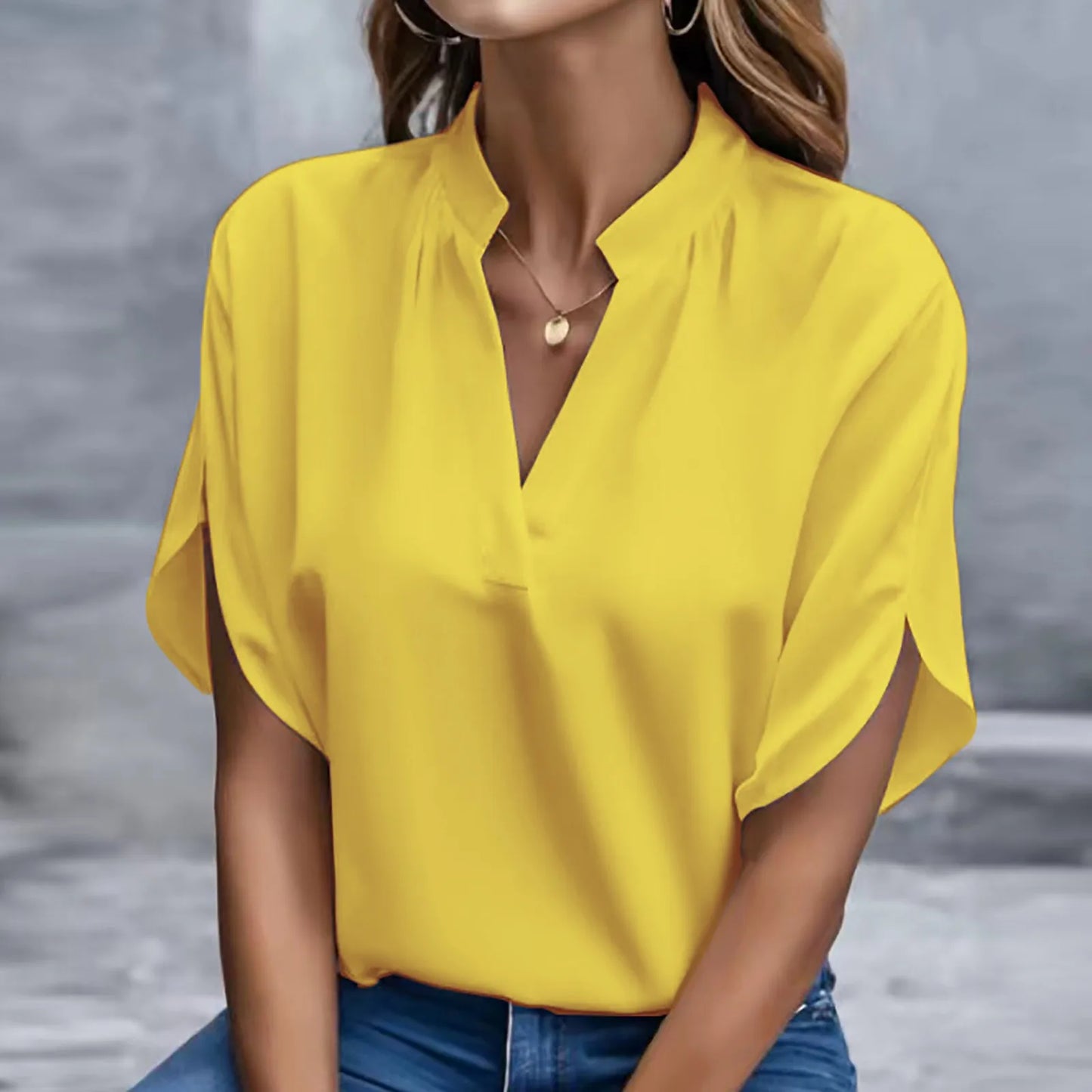 Plain V Neck Blouse