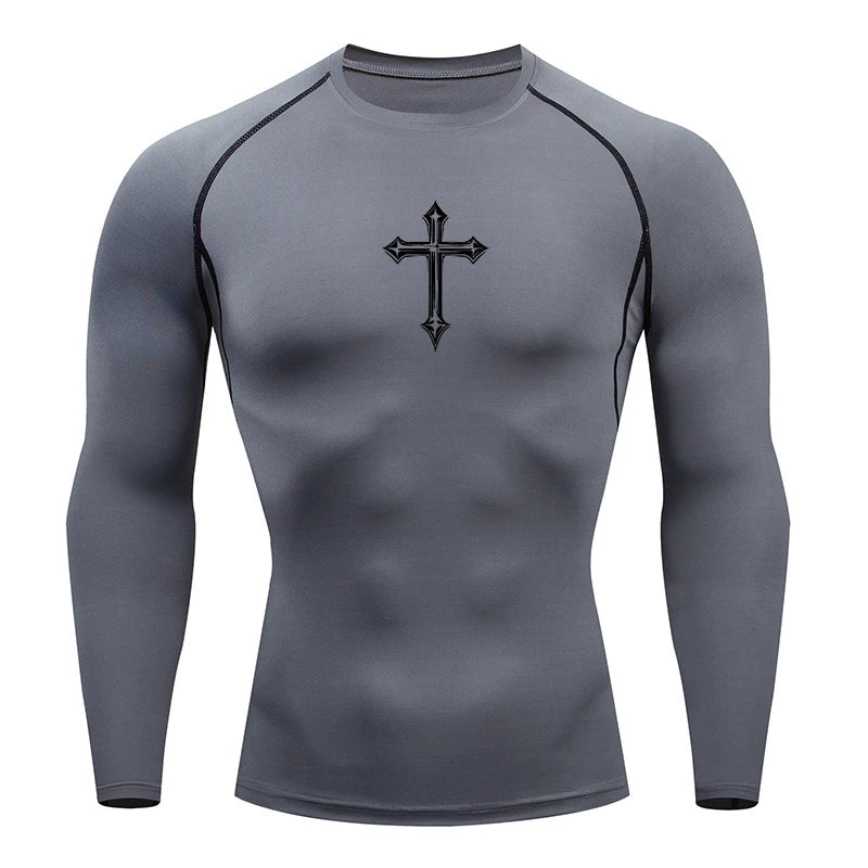 Cross Print Compression For Shirt