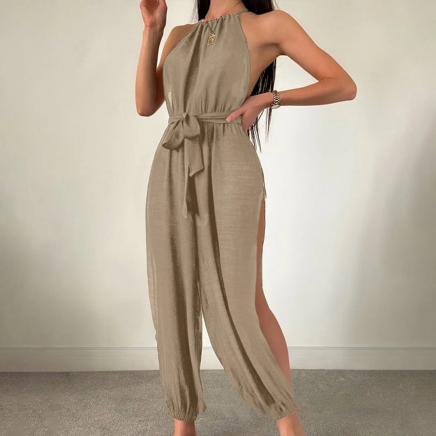 Sleeveless Halter Sexy Jumpsuit