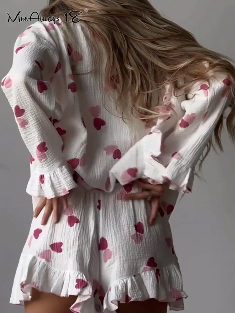 Mnealways18 Heart Printing Casual Shorts