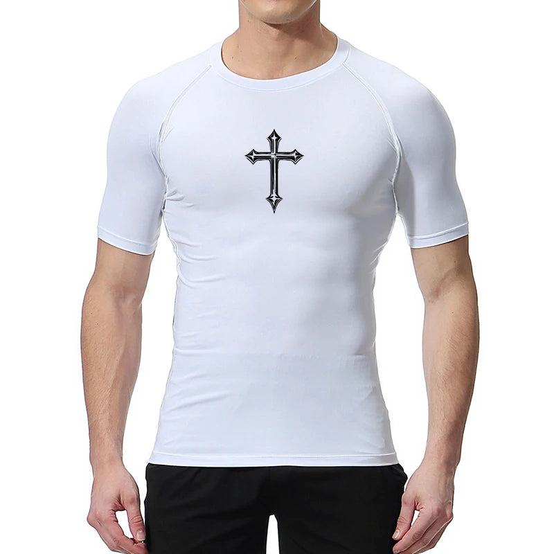 Cross Print Compression For Shirt