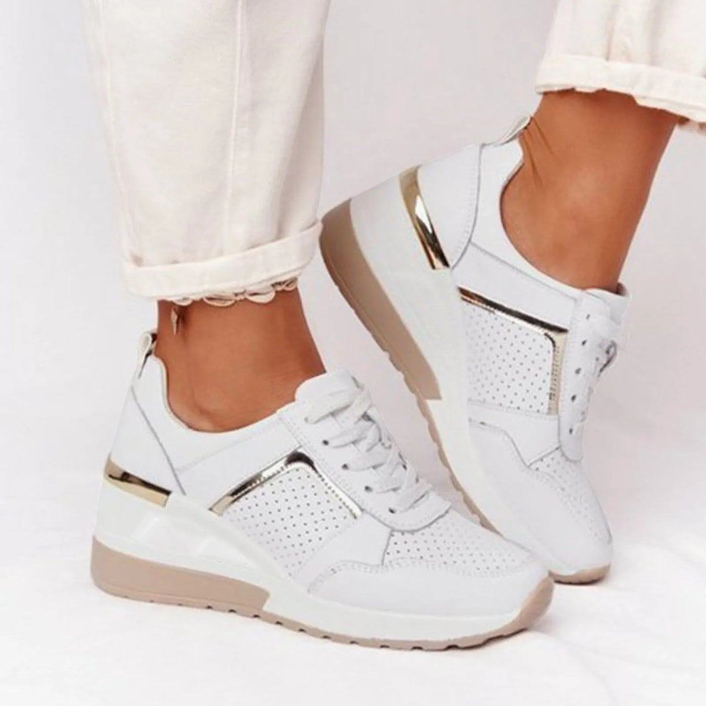 Leather Lace Up Sneakers Shoes