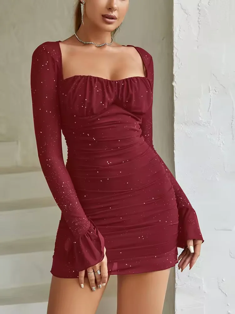 Sequin Long Sleeve Mini Dress