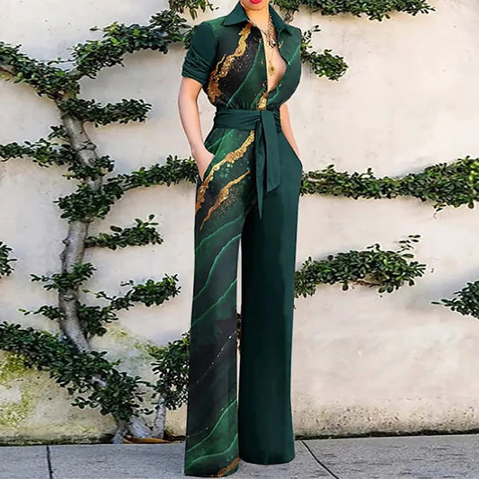 Temperament Lapel Fashion Jumpsuit