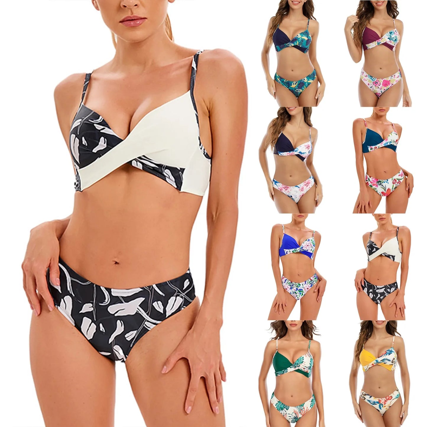 Contrast Color Bikini Halter