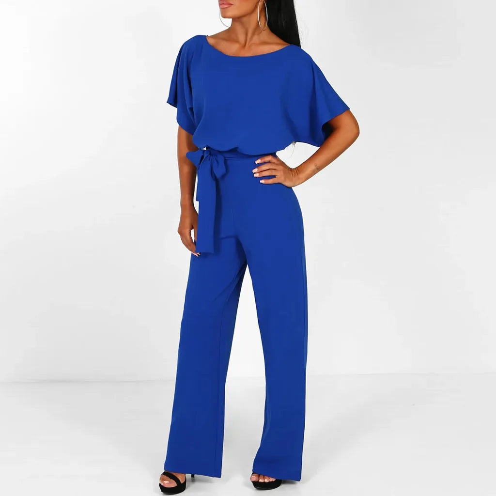 Solid Color Girdle Short Jumpsuit