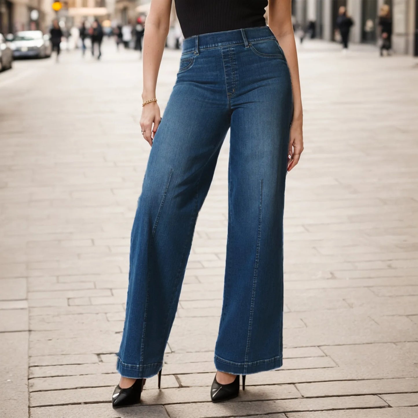 Pockets Wide Leg Trousers