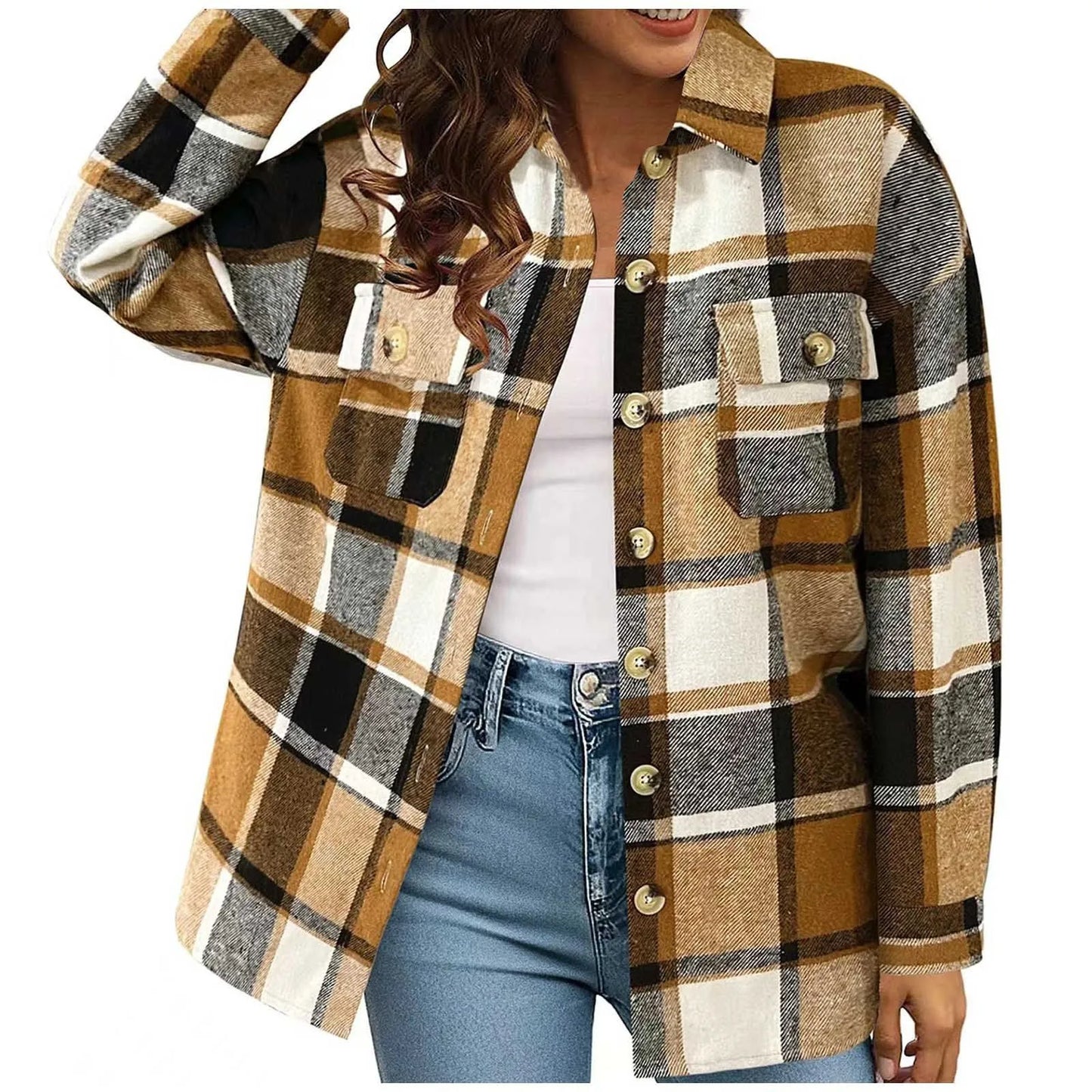 Retro Plaid Shacket Jacket