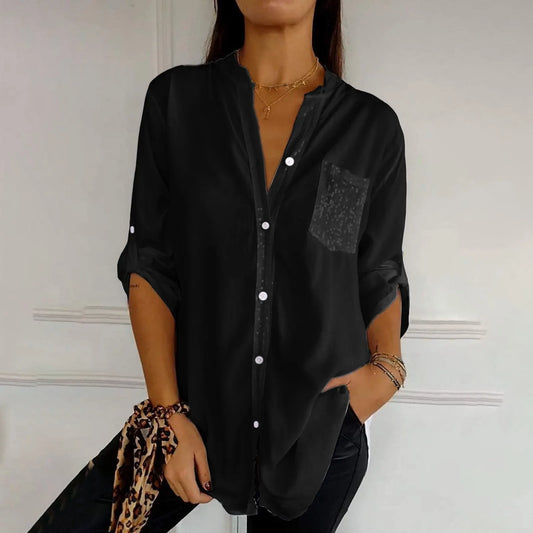 Casual Sequin Beaded Shirt