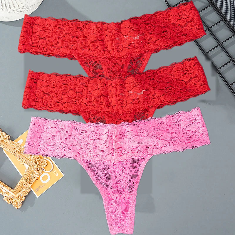 3Pcs Lace Floral Panties