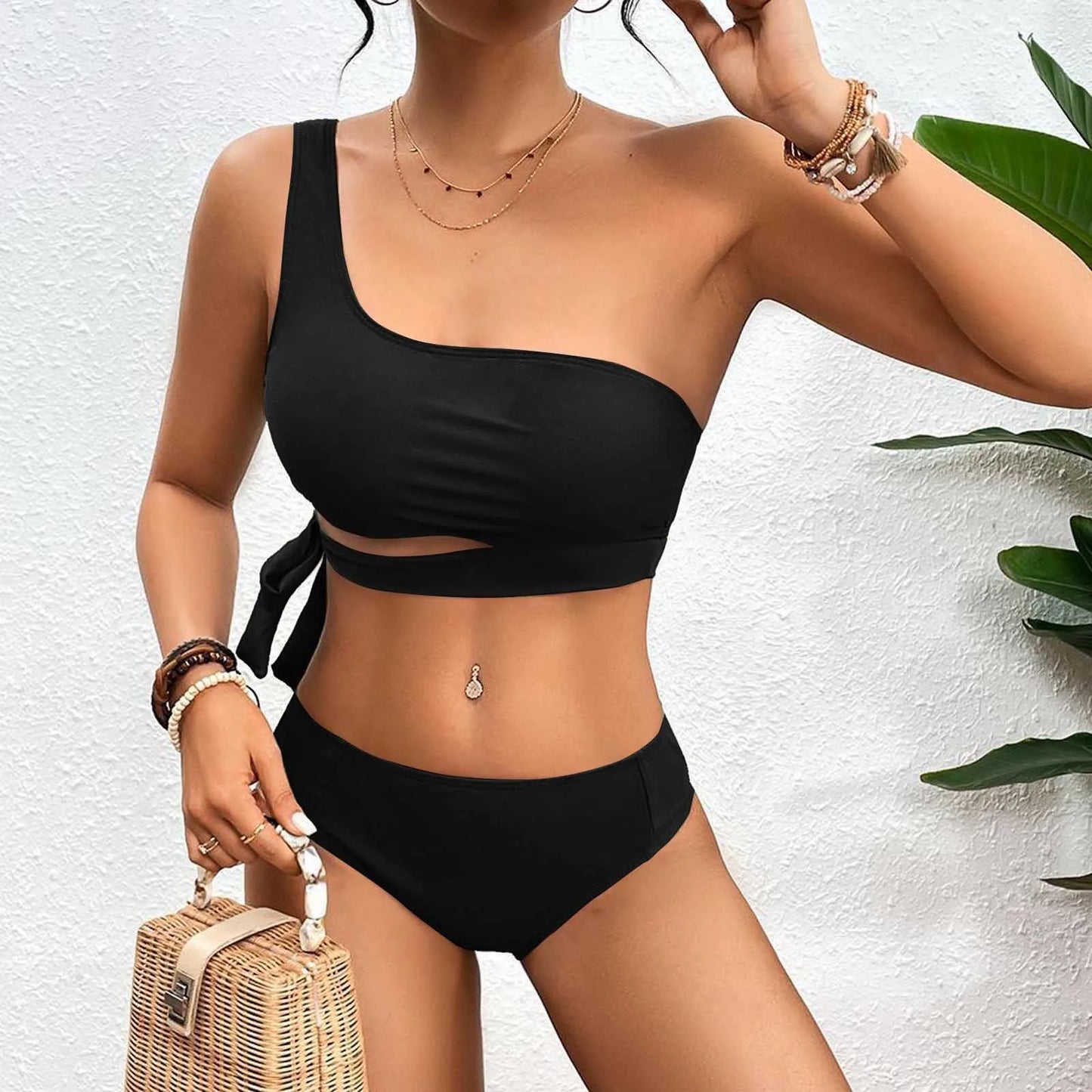 One Shoulder Swimming Suit For