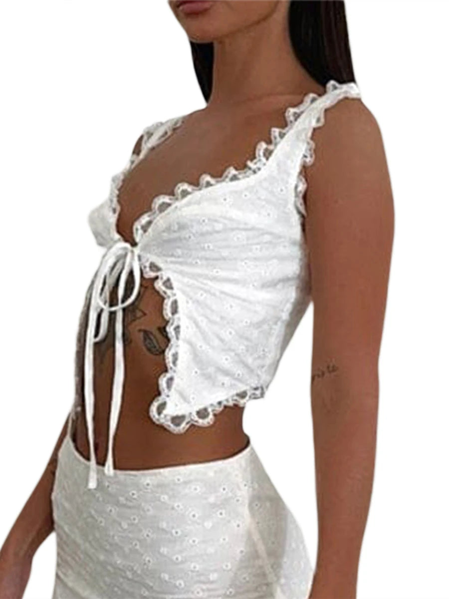 Lace Trim Camisoles Back