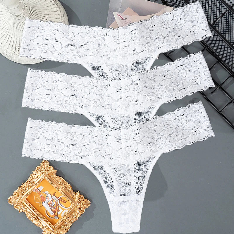 3Pcs Lace Floral Panties