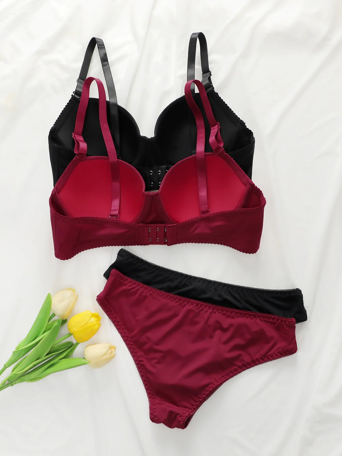 2Sets Solid Underwire Lingerie Set