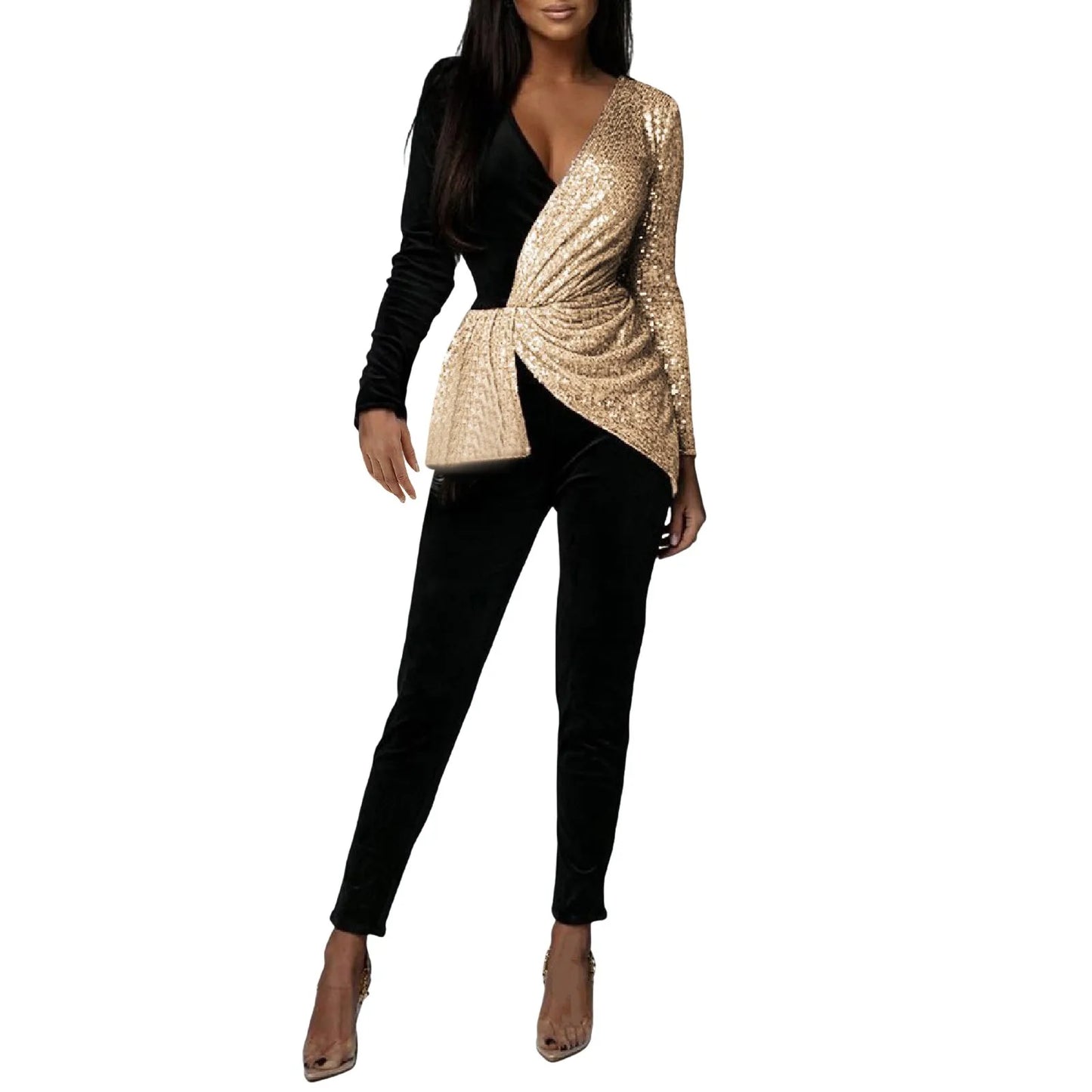 Luxury Black Gold Jumpsuit