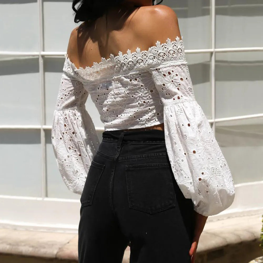 Elegant White Lace Blouse Cardigan