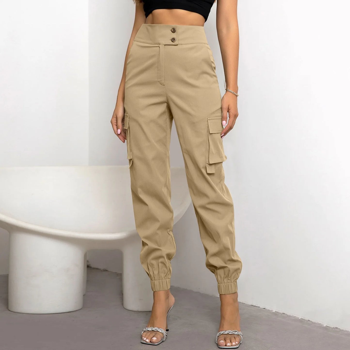 Solid Jogger Cargo Pants