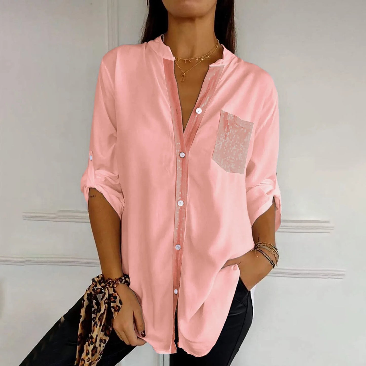 Casual Sequin Beaded Shirt