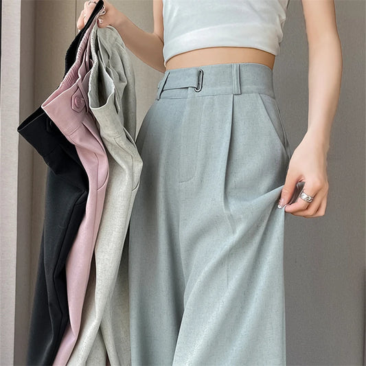 High Waist Cotton Linen Trousers