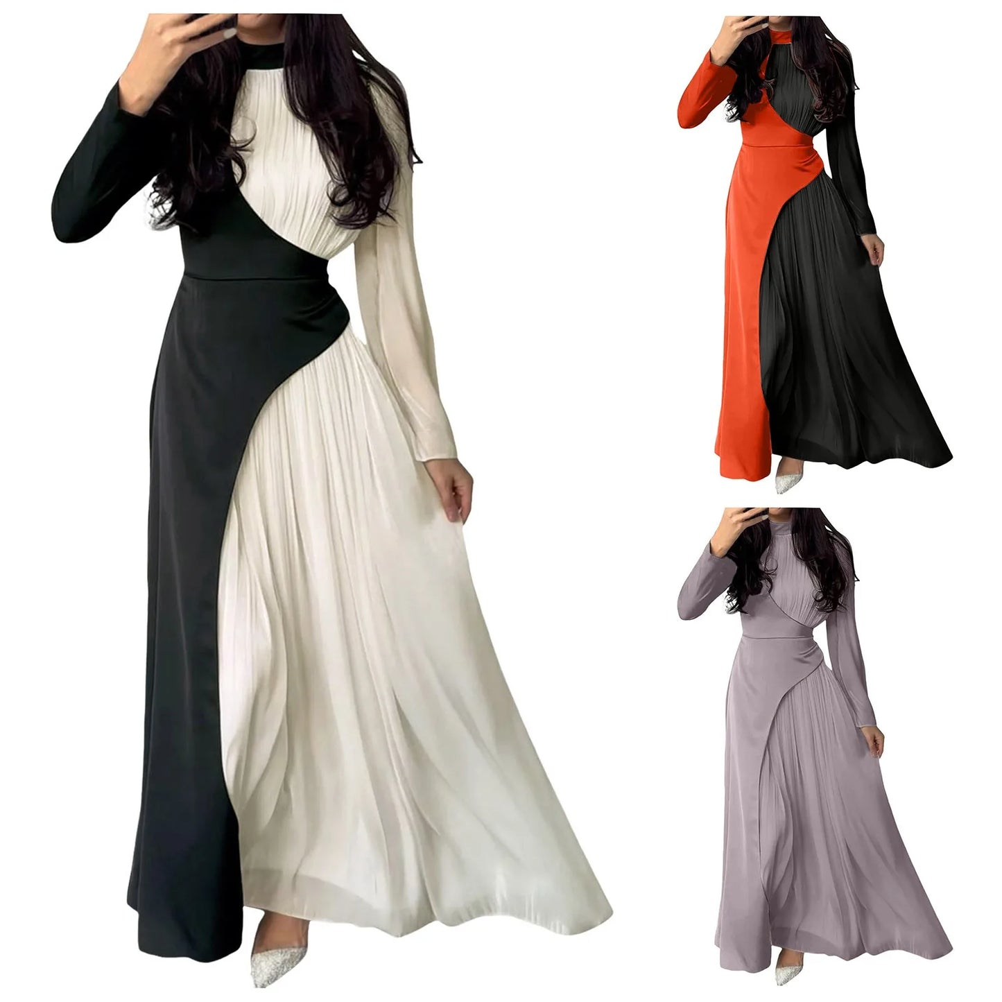 Women's Elegant Patchwork Long Spring Dress