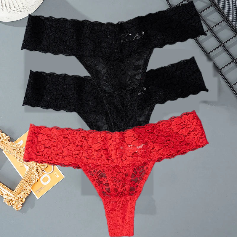 3Pcs Lace Floral Panties